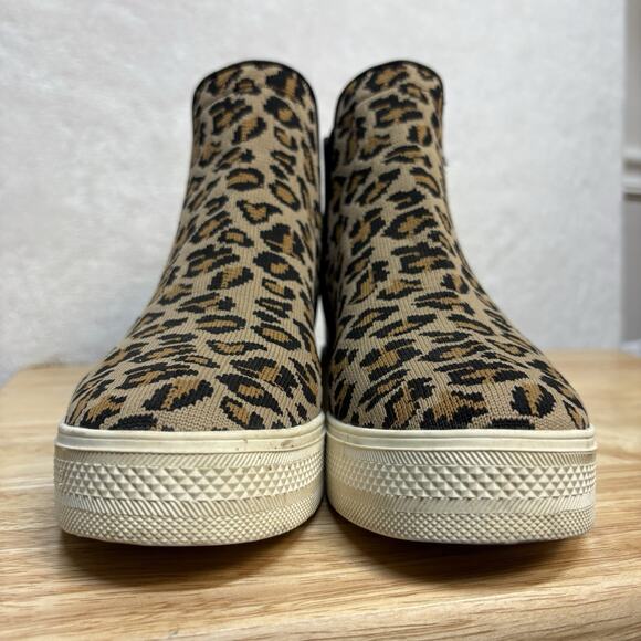 Steve Madden Ditta Leopard Cheetah Slip On High Top Platform Sneakers Size 9 - Picture 2 of 13